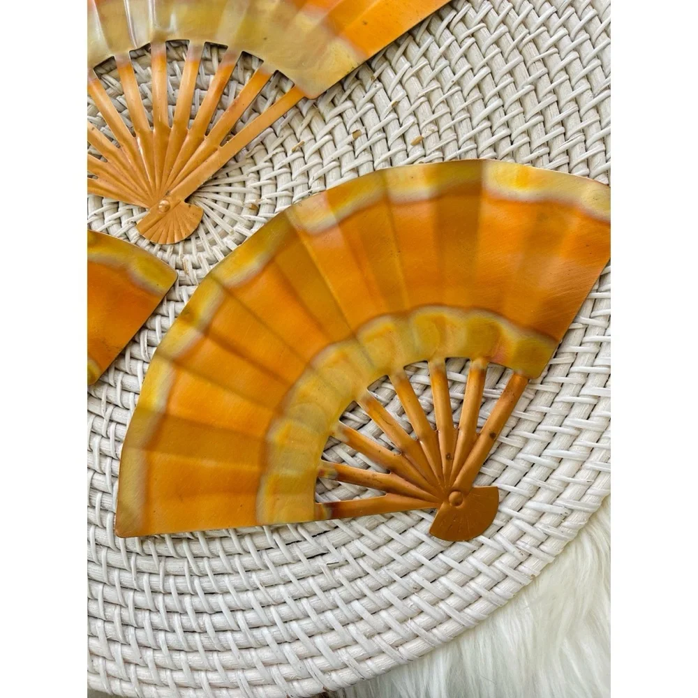 Set of 3 Vintage Home Interiors Copper Wall Fans Hangings